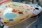 Empoli maestri vetrai mottled confetti art glass pear fruit yellow blue brown
