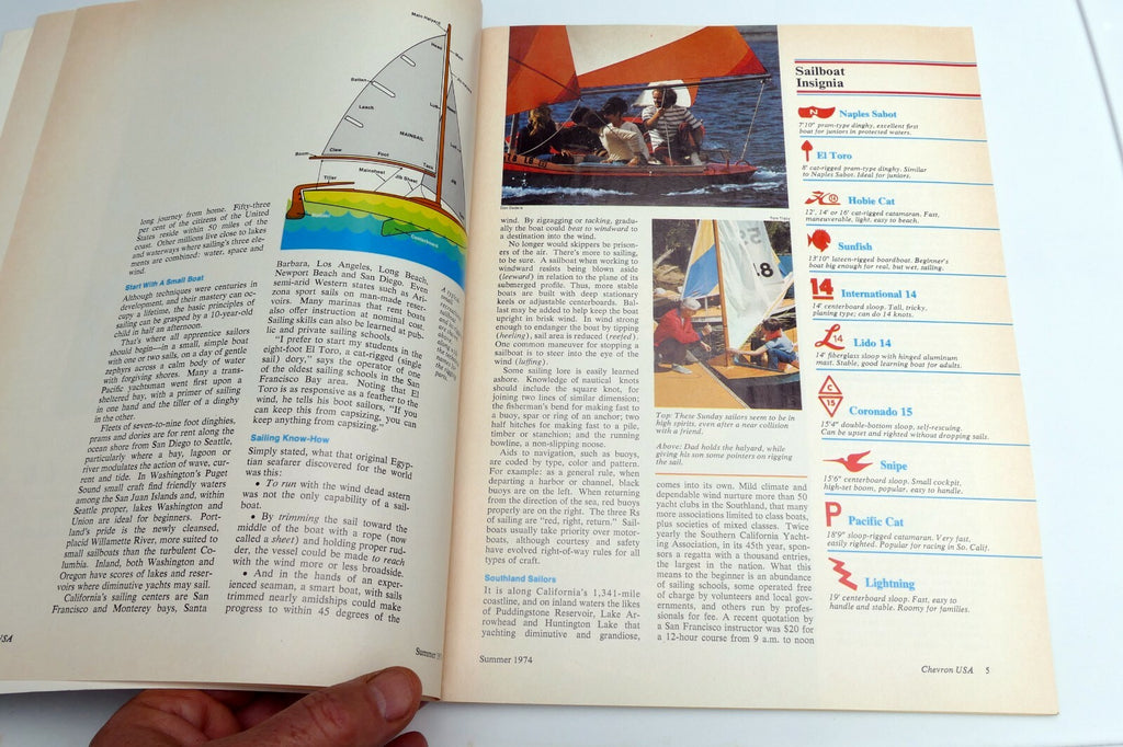 Summer 1974 Chevron USA Travel Club Magazine Small Boat Sailing Oregon's Sahara