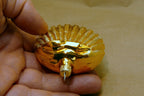 Blown Glass Christmas Ornament 2.5" sea shell gold tone