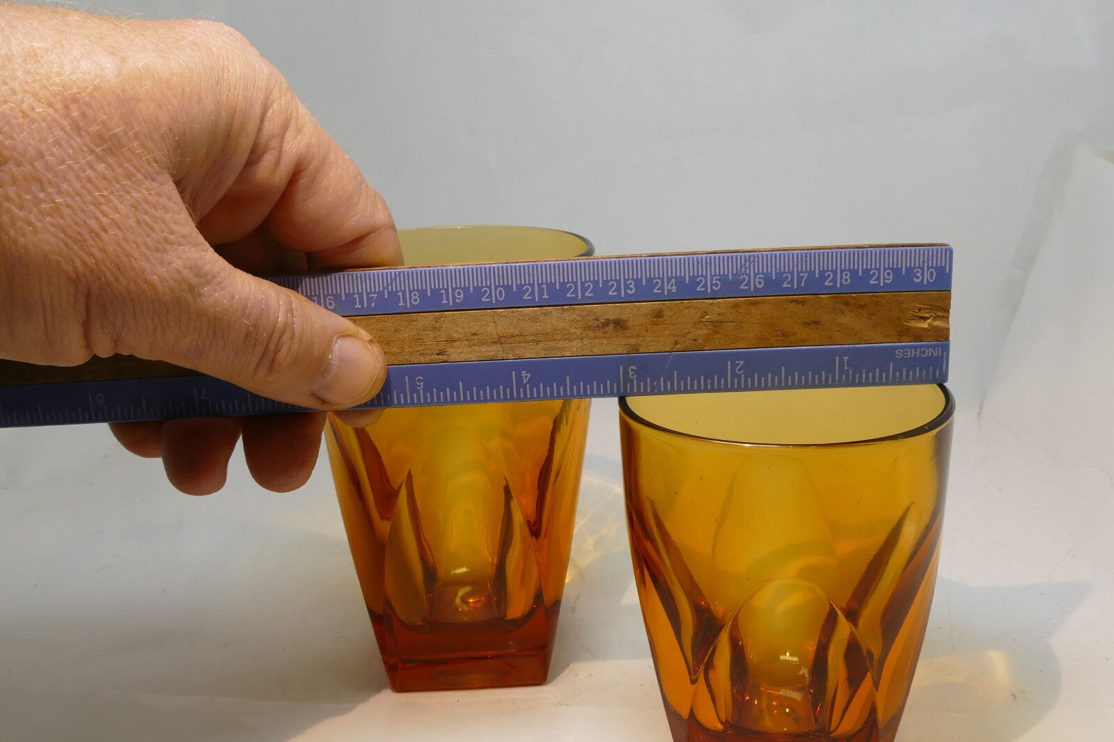 2 Vanity Amber By Colony 2-3 oz Flat Tumbler Large Whiskey Glasses