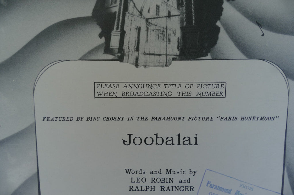 Joobalai sheet music 1938 from paris honeymoon musical by leo robin and ralph rainger
