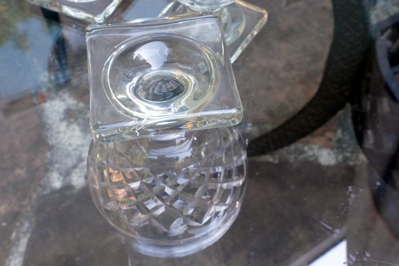 Waterford Goblet Desert Cup Set of 3 lot 3.5" Tall Square base Diamond