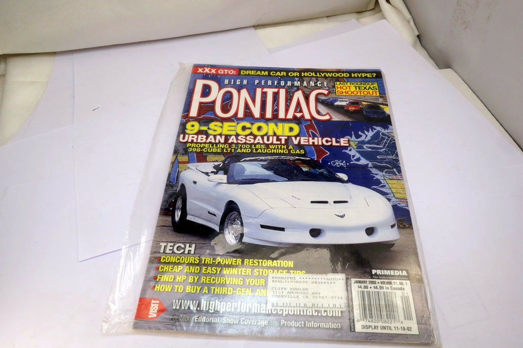 HIGH PERFORMANCE PONTIAC MAGAZINE January 2003 9-second urban Assault Vehicle