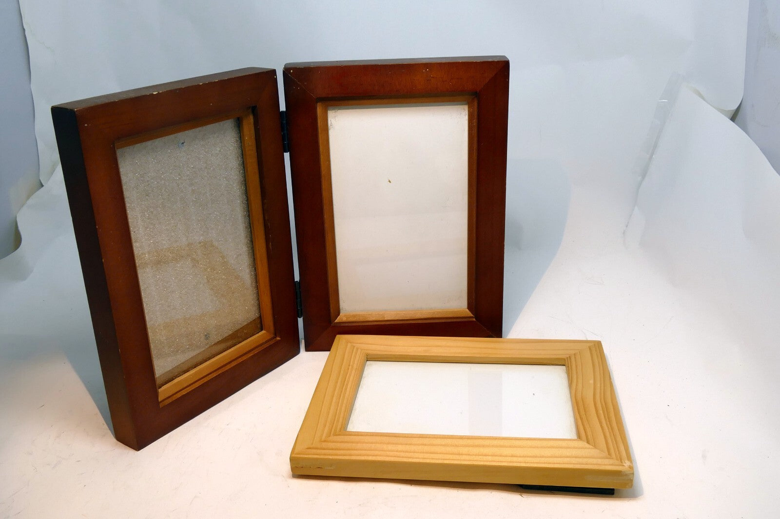 Lot of 2 Pack PICTURE FRAME SOLID WOOD Vertical w/ GLASS 6"x4" 3.4X5"