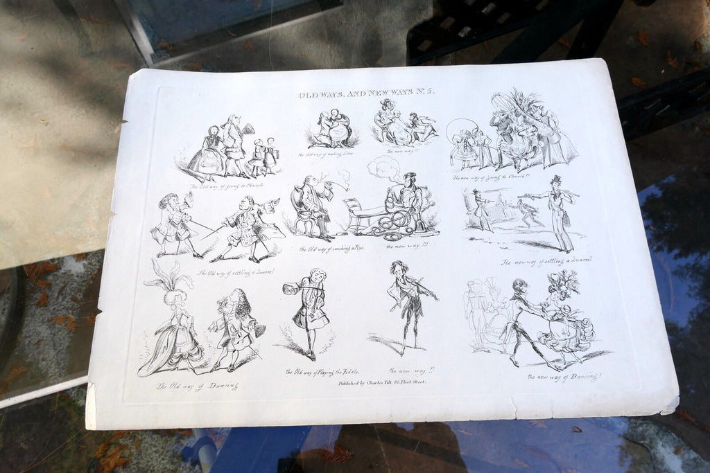Old WAYS and NEW WAYS No 5 HENRY HEATH CARICATURE PRINT  1840 Victorian