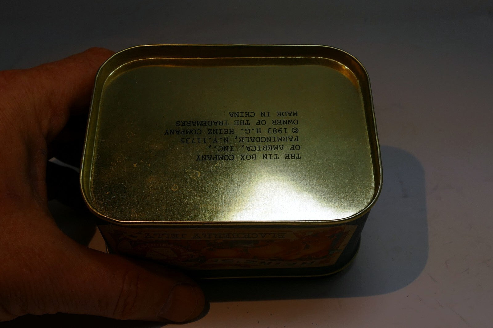 Vintage Heinz’s Blackberry Jelly Tin Can empty rectangle