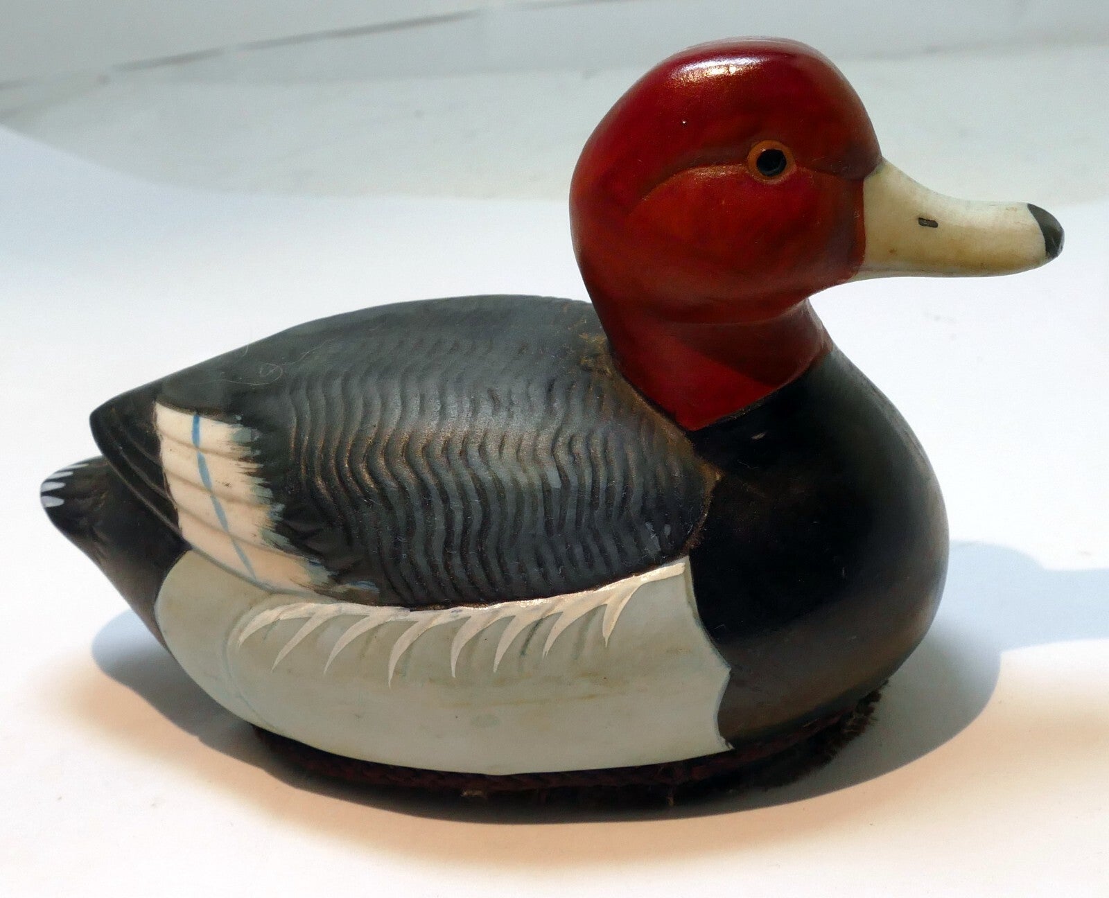 Vintage resin redhead drake duck decoy 5" figurine 1980's