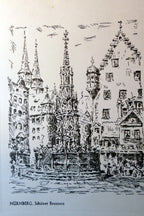 Postcard nurnberg, schoner brunnen 1880's germany