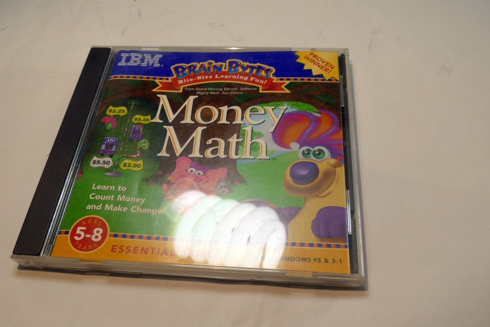 Money Math By Brain Bytes IBM Windows 95 3.1 CD Rom learning fun interactive