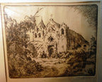 Mission Carmel Chuirch Signed Etching 1900's USA Limited edition