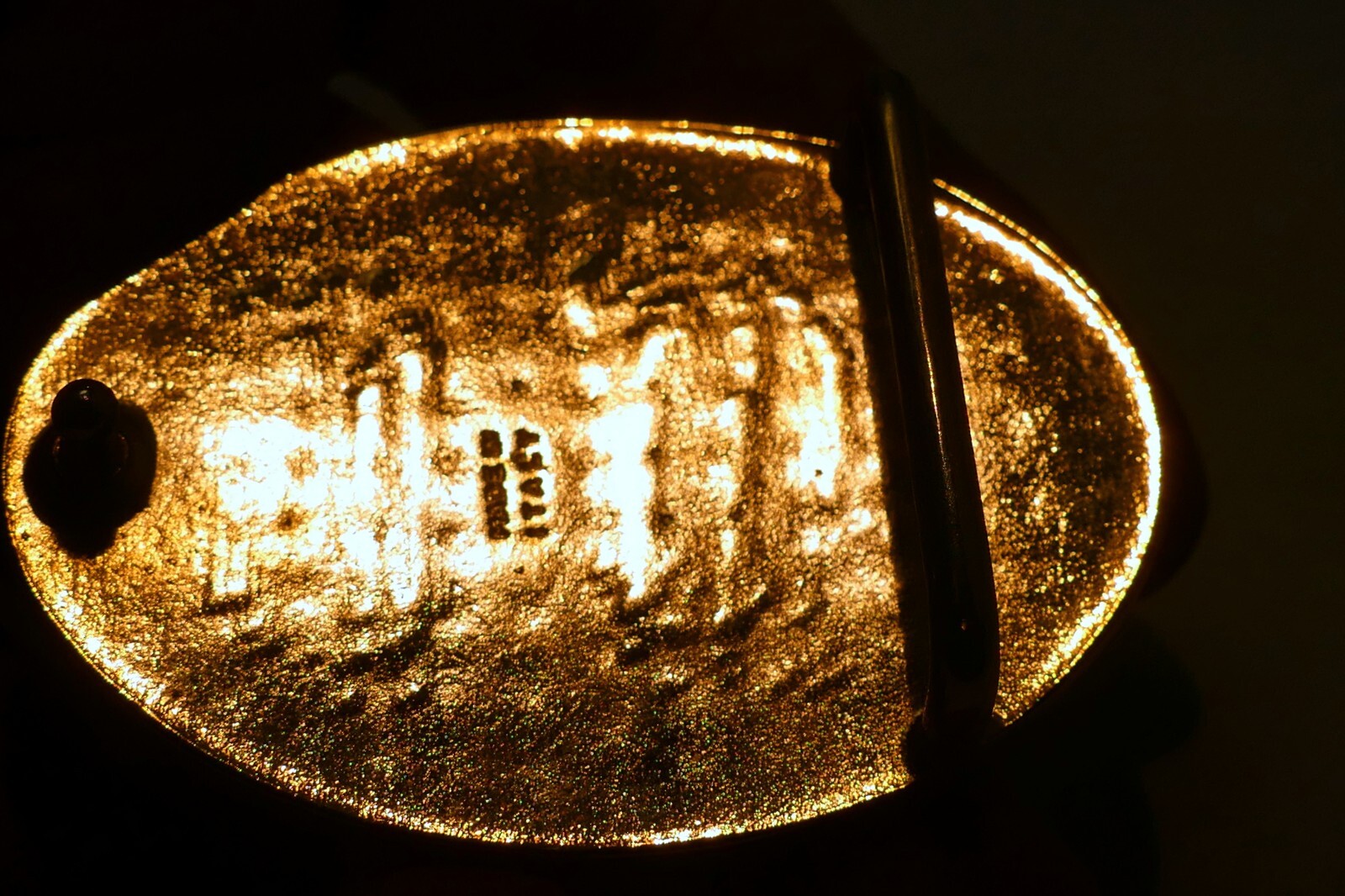 Textured Gold Tone Belt Buckle Cubic Zirconia Sparkle 5X7cm large