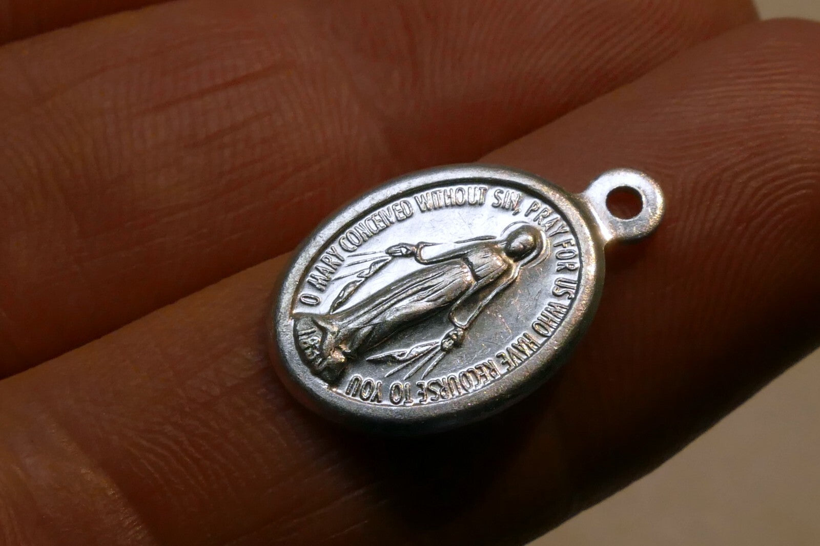 1830 O Mary Conceived Without Sin Pendant Charm pray for us vintage