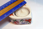 USED Tealight Candle holder with Lily Floral design HEART Shaped