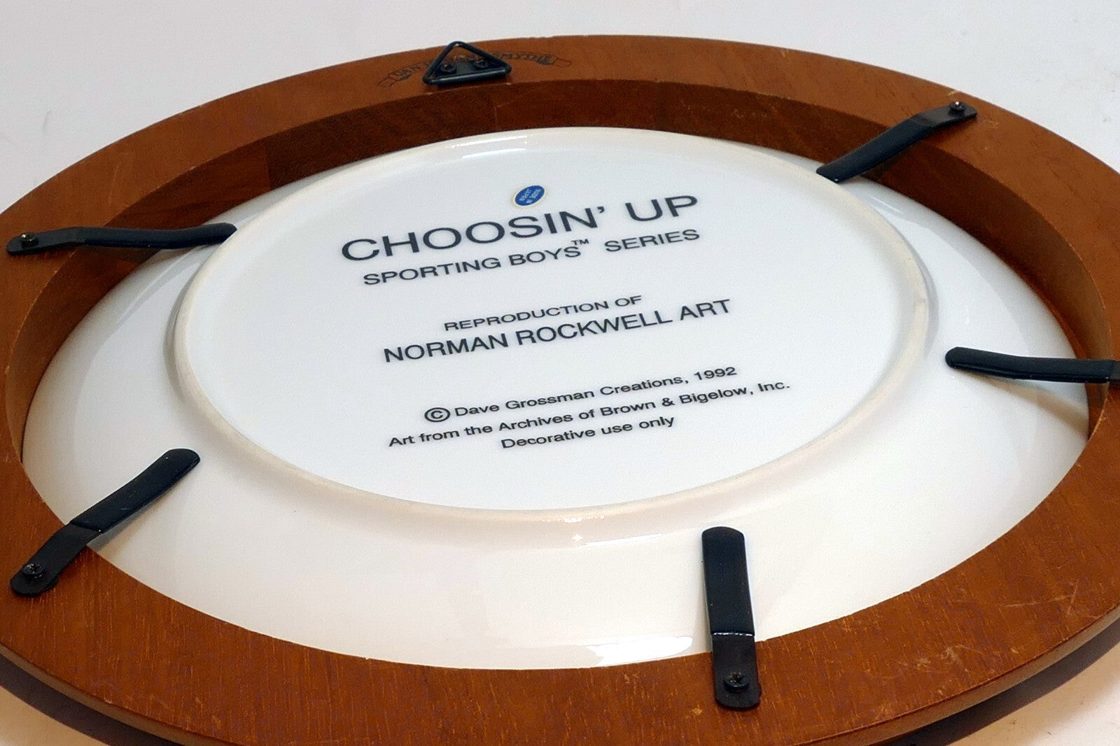 1992 Dave Grossman Choosin' Up Sporting Boys Series Norman Rockwell Plate Framed