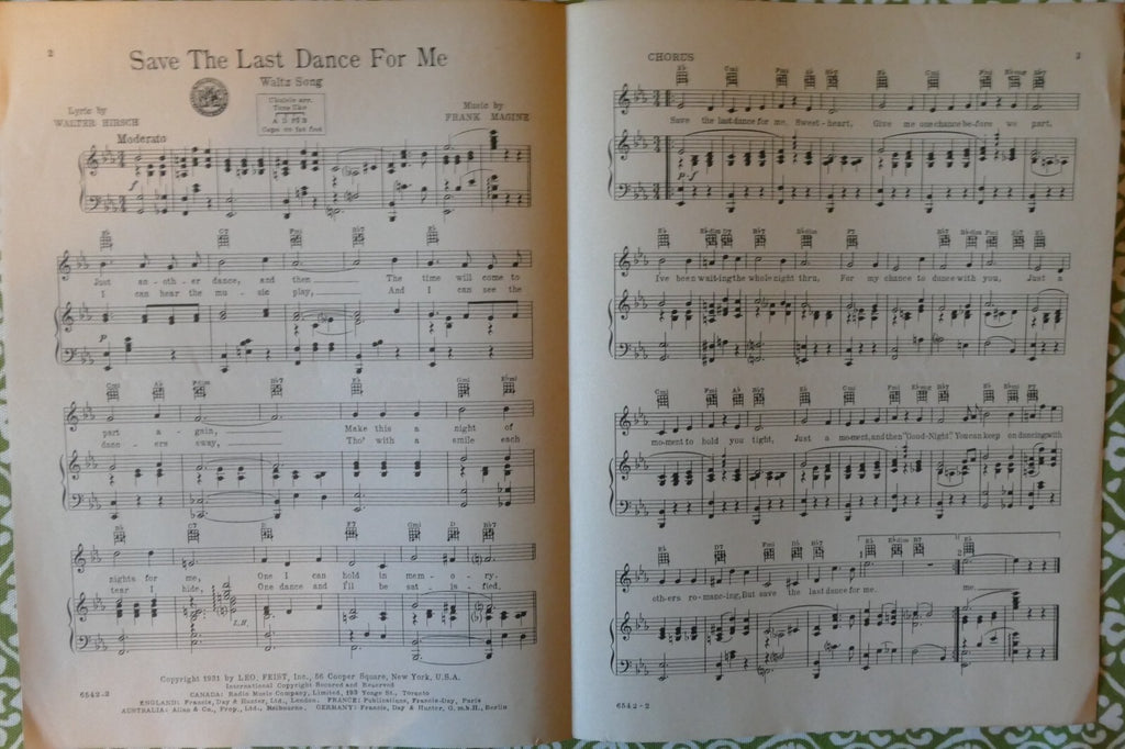 Save The Last Dance For Me, 1931, by Walter Hirsch, Frank Magine, Phil Spitalny