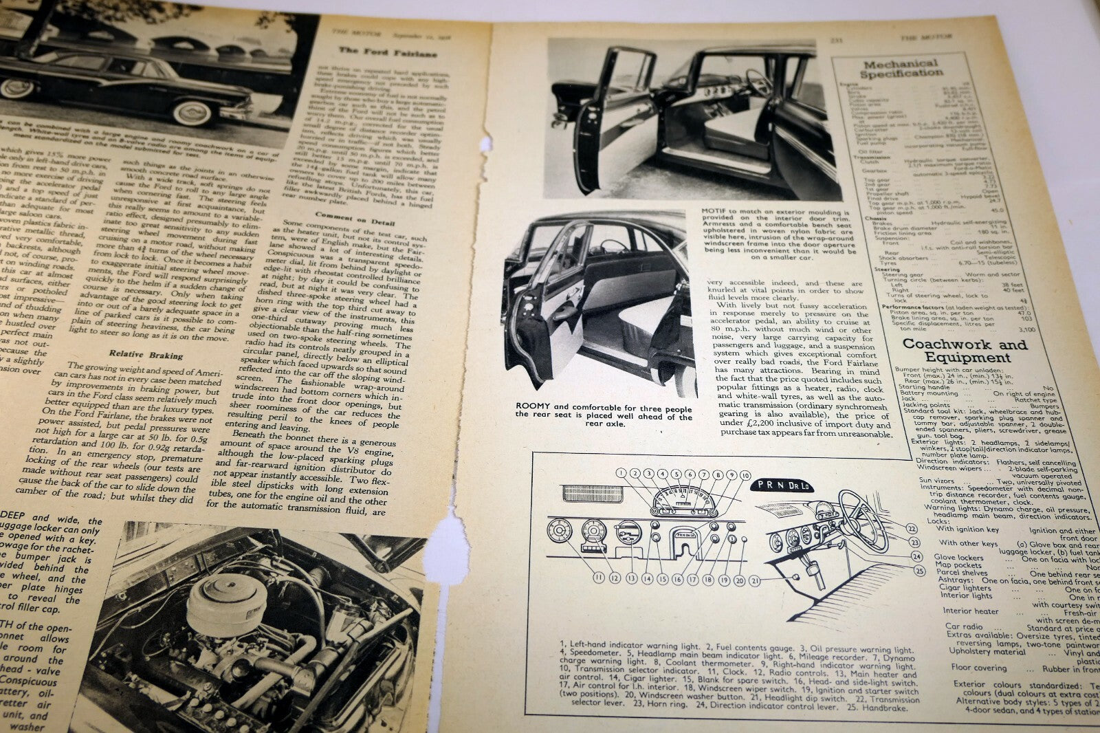 Ford  1956 Fairlane Town Sedan  Magazine clippings advertisement AD The Motor