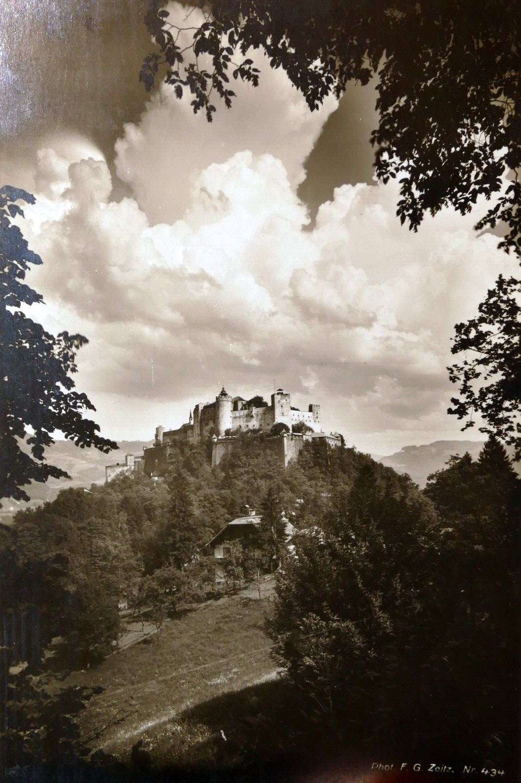 Hohensalzburg fortress from the kapuzinerberg 1930's postcard austria   unposted