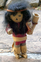 Vintage native american doll 6.5" tall missing wooden base