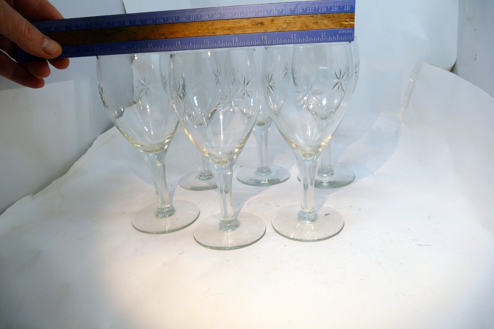 Tiffin-Franciscan Six Point Star Wine Glass Goblet  718403 set of 6 lot twinkle