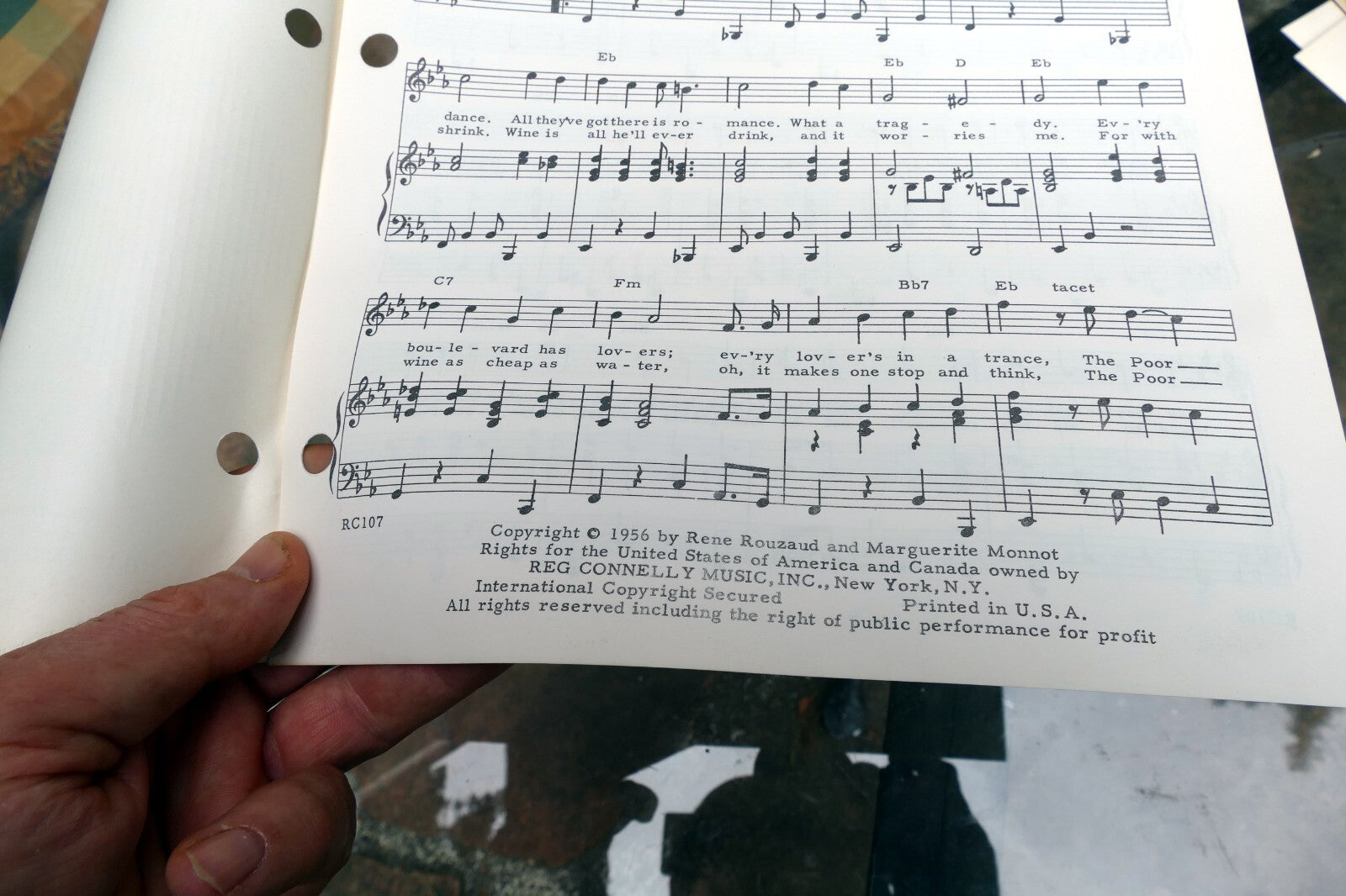 The Poor People Of Paris Jack Lawrence Marguerite Monnot  1956 Sheet Music Jean