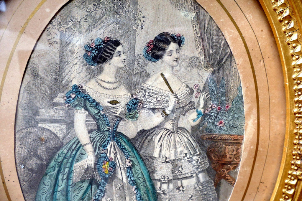 1854 JULES DAVID GRAHAM'S PARIS FASHION MARRIAGE ANTIQUE ENGRAVING  ETCHING