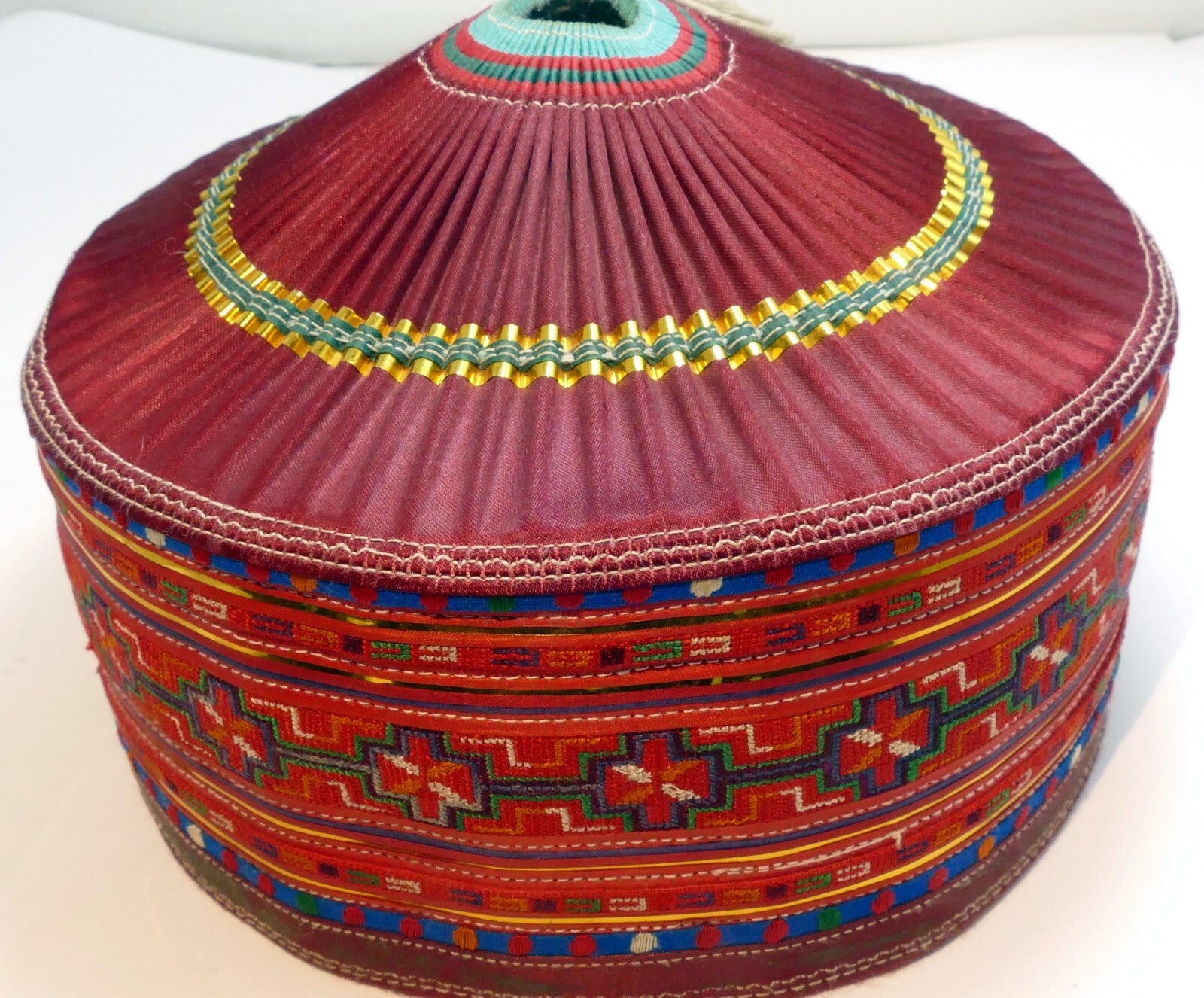 Chinese ethnic miao people's embroidered girl hat vintage hand made