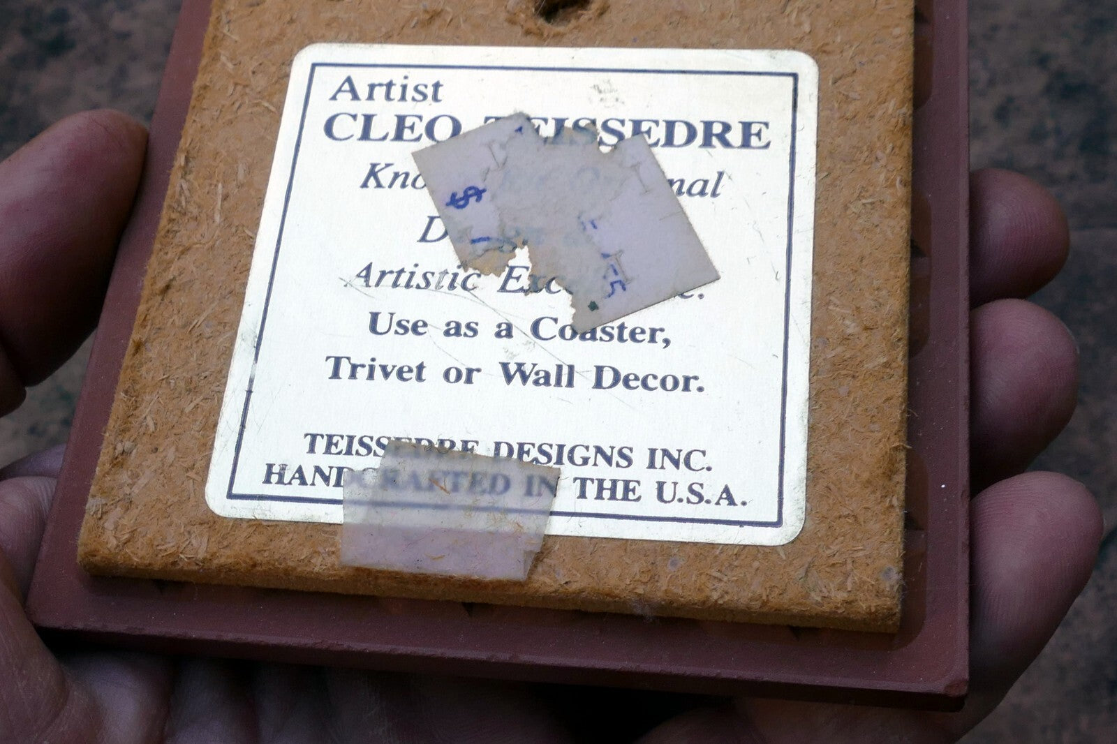 BEAR Cleo Teissedre Ceramic Hand Painted Tile Coaster Native American USA
