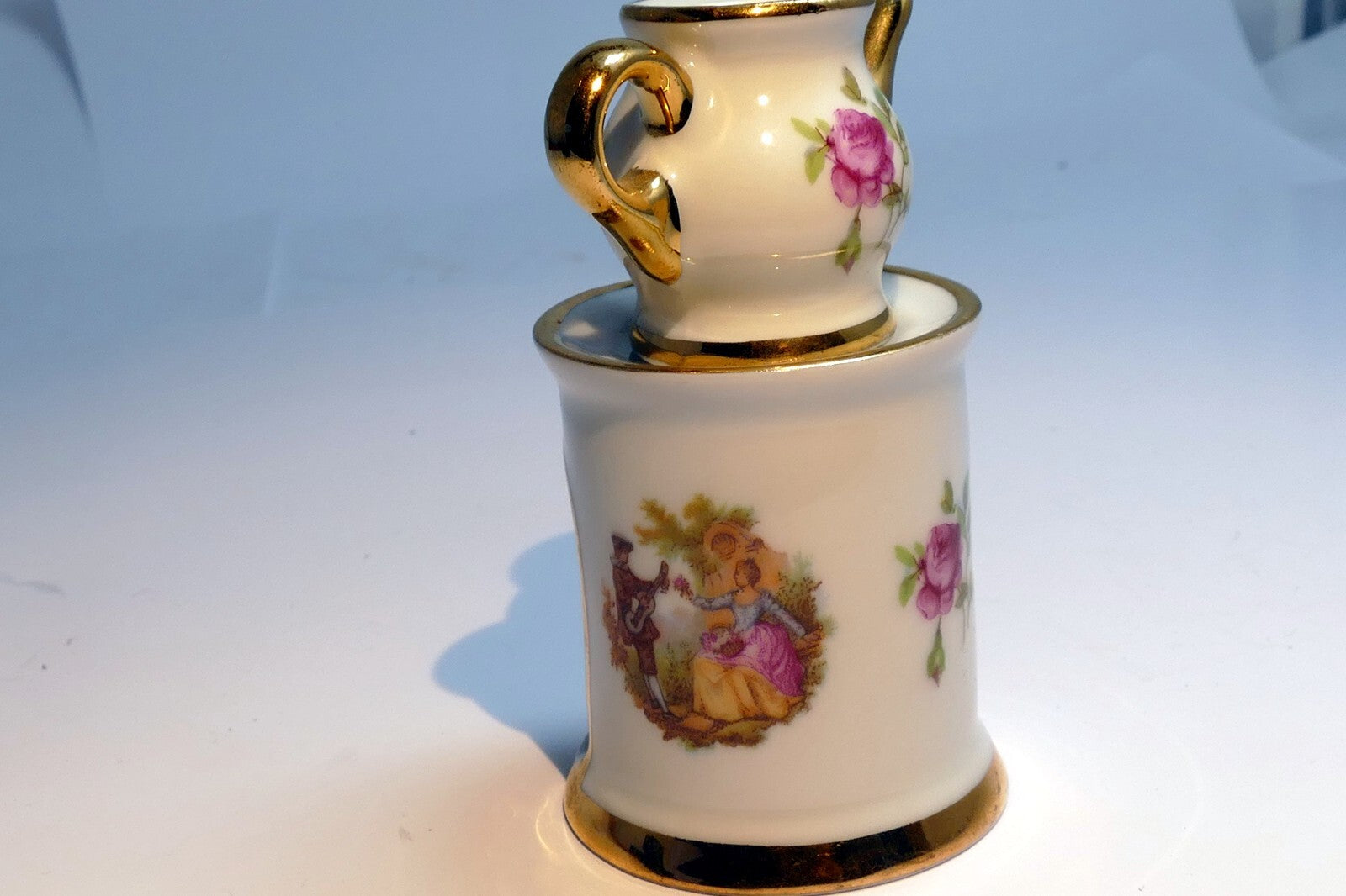 Miniature Limoges France Porcelain Tea Pot Pitcher Candle Warmer  Bonne Nuit