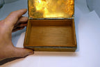 BRONZE AND WOOD TRINKET BOX INDIAN Native Inuit Sun god antique vintage