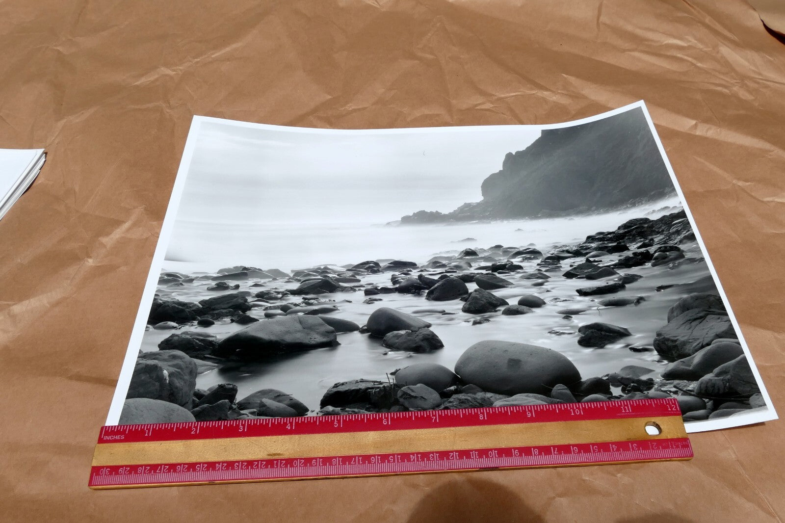 Big Sur California 11X14" Black & white Photo Beach Rocks Surf Ocean - Unsigned