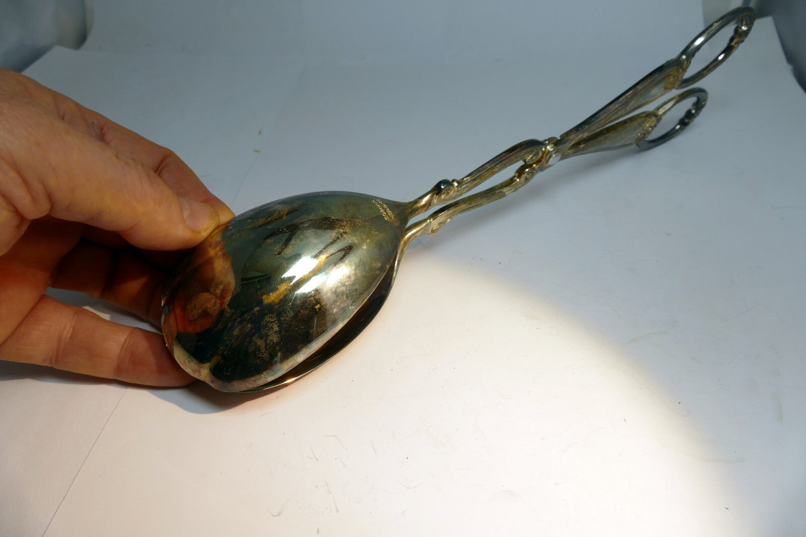 Gorham HERITAGE Silver plate Tongs Salad Fruit Server Italy 10”