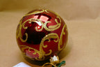 Mouth Blown Hand Painted RED Gold Glass Laved Christmas Ornament Romania