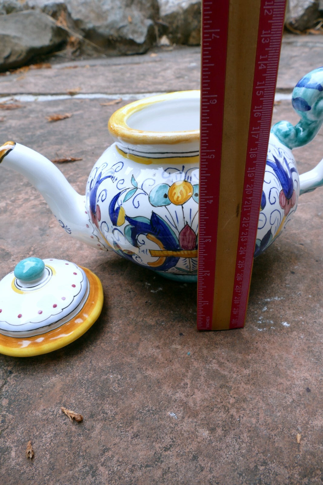 Splendor of Florence Floral Teapot Hand Painted 7” X 11” 7” Holds 5 Cups - Italy
