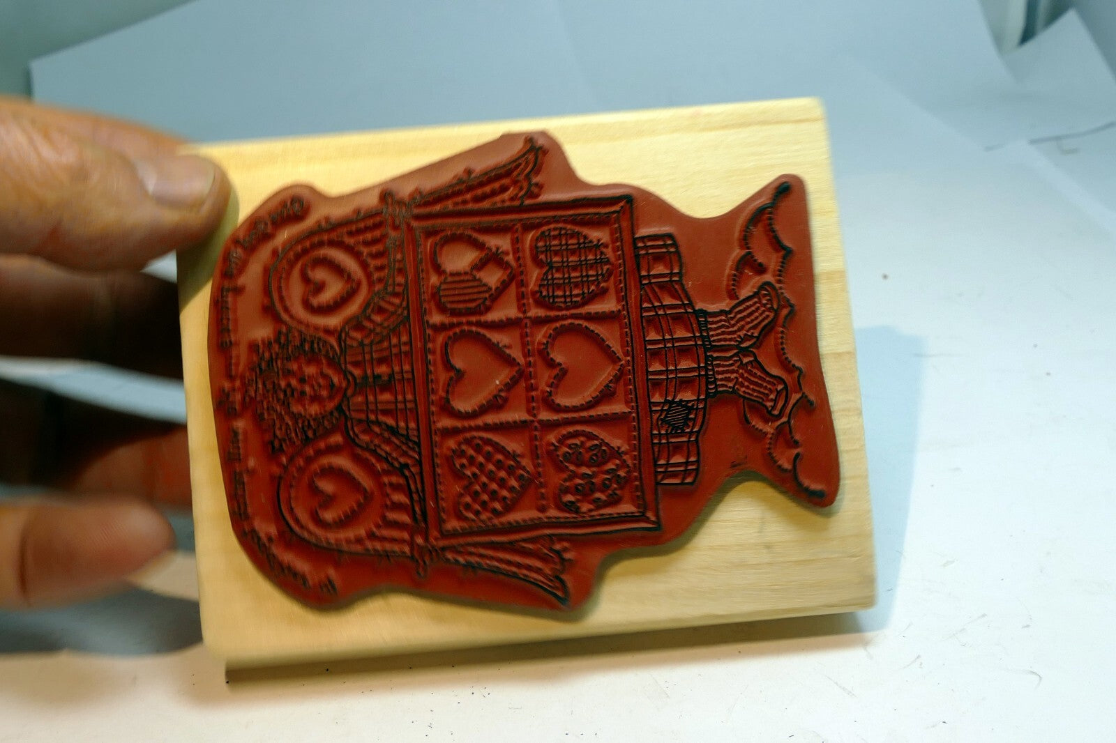 Rubber Stamp L25094  Heart Patches Angel Religious Love 3X4"