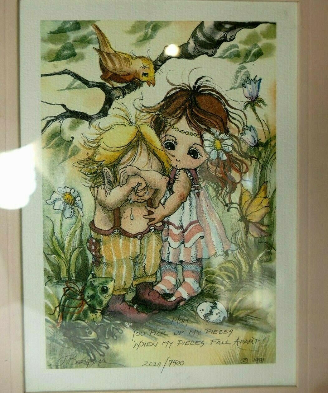 Jody bergsma 1981 "you pick up my pieces" print 2029/7500 framed 10x12"