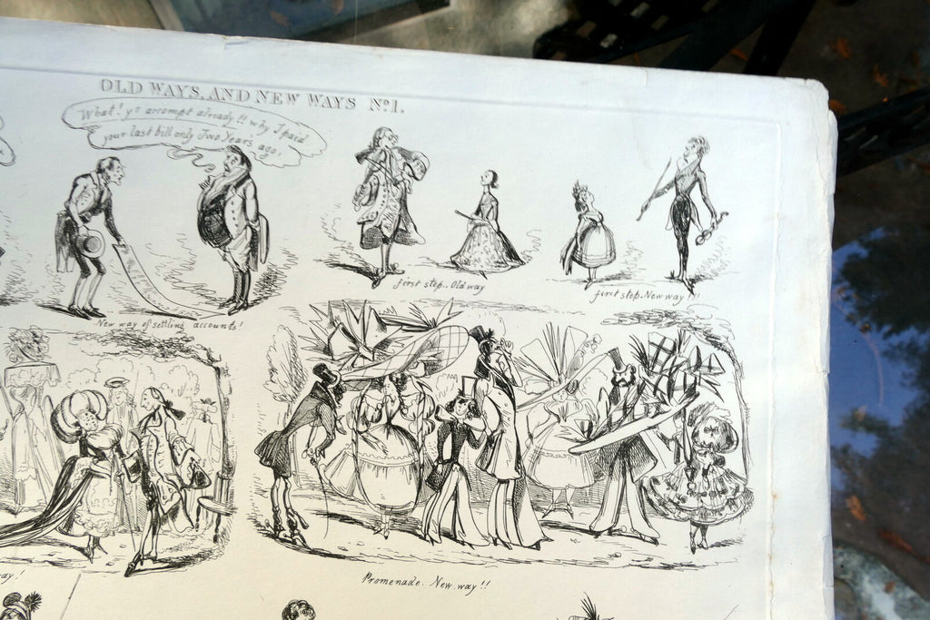 Old WAY'S & NEW WAY'S No 1 HENRY HEATH CARICATURE PRINT 1840 Victorian