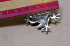 Vintage Frog Brooch Pin Brooch Silver Tone Jeweled  sparkling