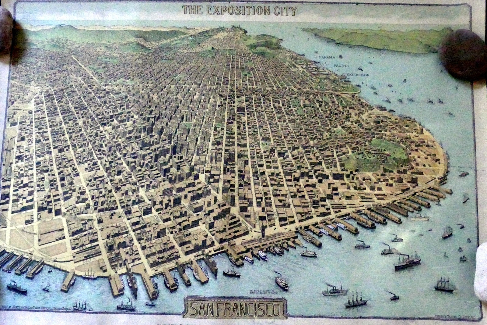 The Exposition City San Francisco 1912 Map Art Print Press Reprint 1970 16X23"