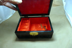 Stork Cork Diorama GLASS Lacquer JEWELRY Hinged Box red Pagoda wedding cranes