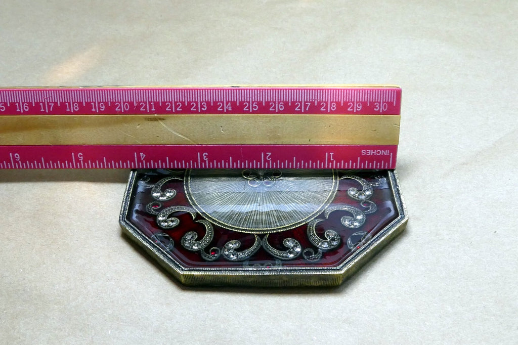 Jeweled  Coasters Floral design Red Enemeled  Hexagon 4X4"