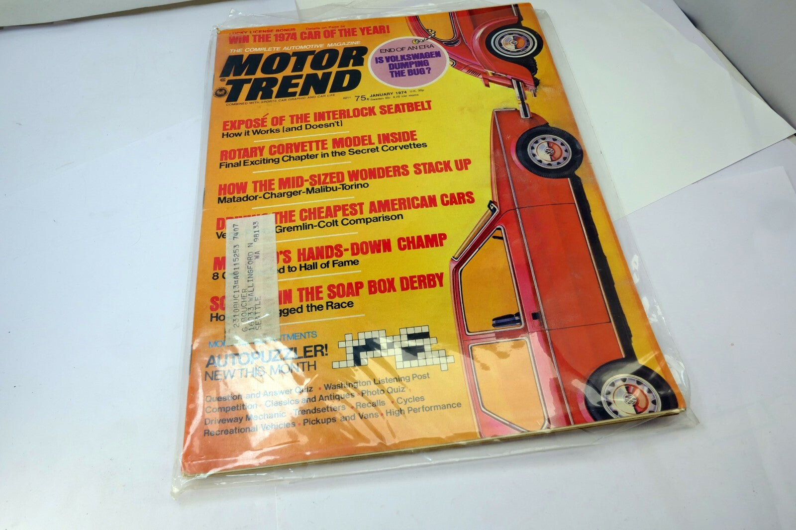 Motor Trend Magazine January 1974 Is Volkswagen Dumping Bug? Rotary Corvette
