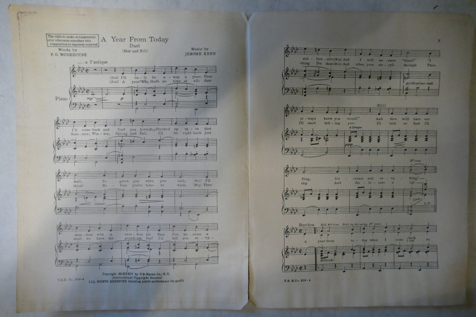 A Year From Today, 1924, from "Sitting Pretty", by Jerome Kern, P. G. Wodehouse