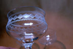 Set of 3 Fostoria Wave Needle Etched 4 1/3" Handled Goblets Cordial crystal lot