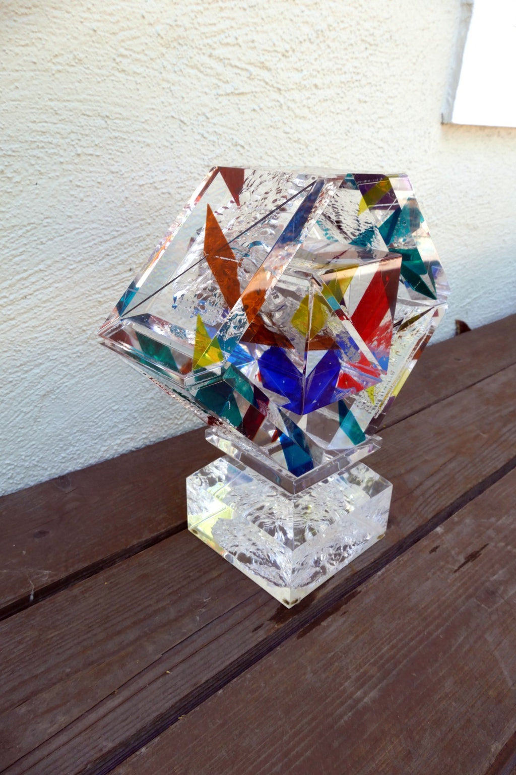 Rod R. Garrett Artist Acrylic Table Modern Sculpture Signed "New Ounce" 1999