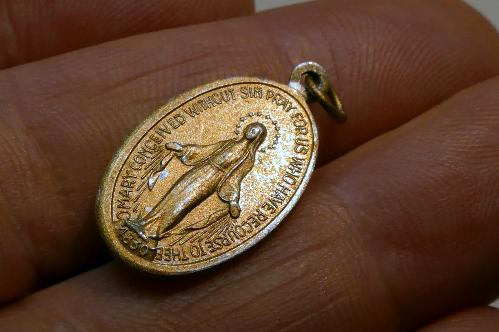 1830 O Mary Conceived Without Sin Pendant Charm pray for us vintage