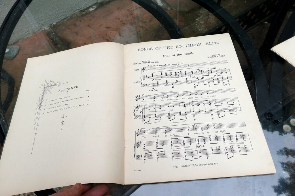 Songs Of The Southern Isles Edward Teschemacher Hermann Lohr SHEET MUSIC 1924
