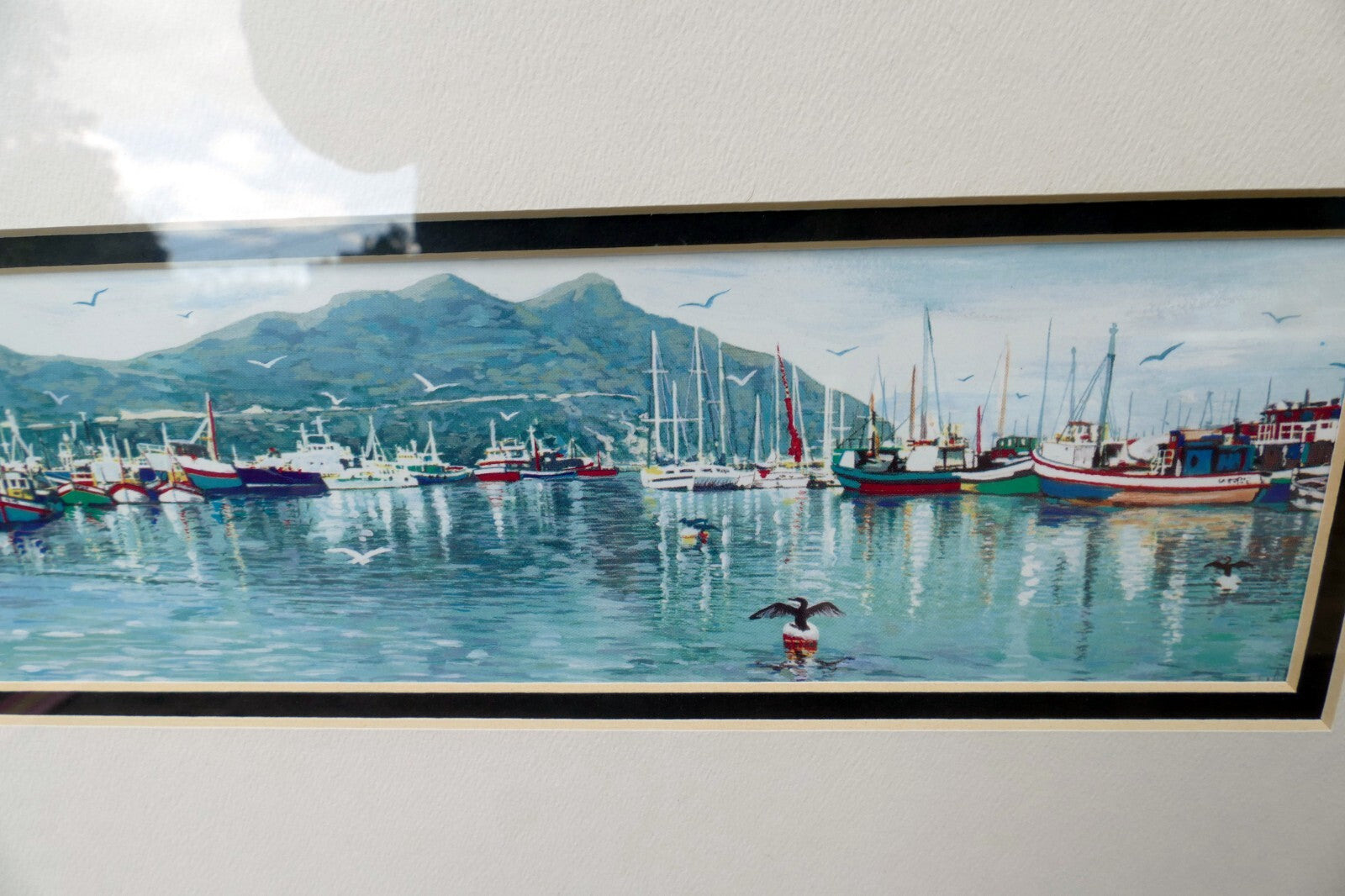 J H Wright Print Lithograph "Hout Bay" Cape collection 10X3.5" Signed
