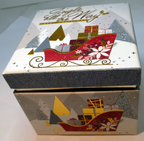 Empty jingle all the way cardboard christmas box sleigh w/ gifts