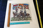 KNIGHT Flag Bearer HAND COLORED ENGRAVING large 21X24"