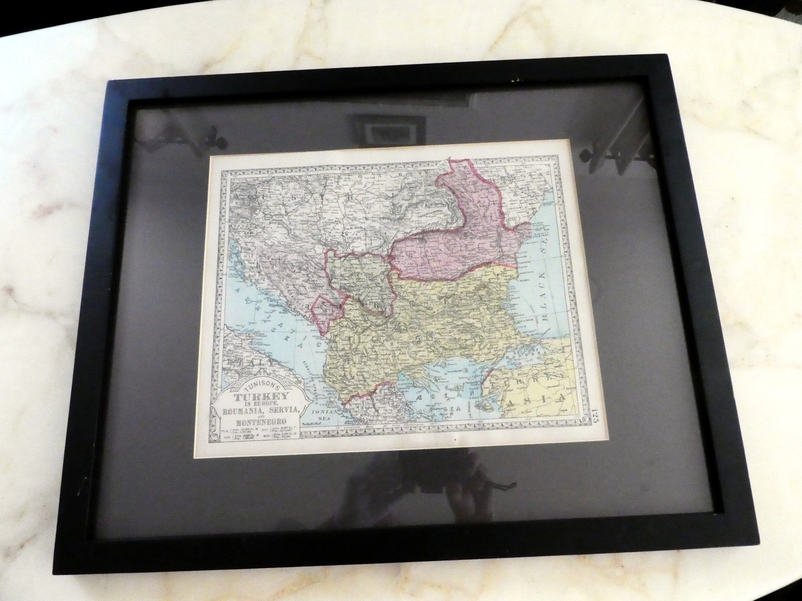 TURKEY in Europe MAP ORIGINAL TUNISON'S AREA POPULATION 1885 vintage Antique